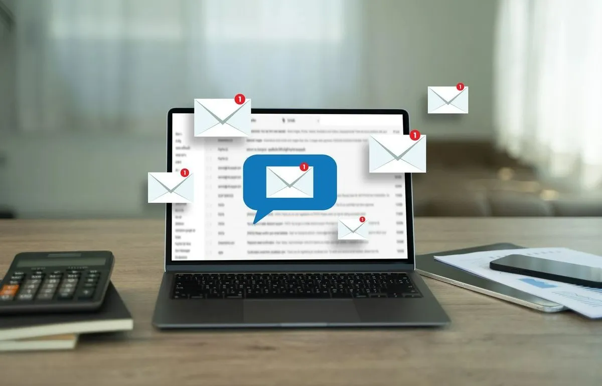 Browser push notification spam popups on laptop screen